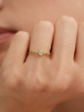 S925 Sterling Silver Natural Peridot & Aquamarine Oval Ring